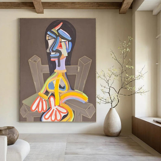 Colorful Abstract Figure - Figurative Painting On Canvas DKH1453