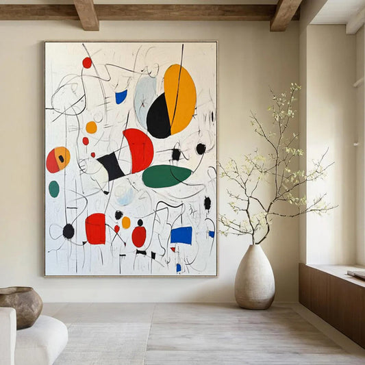 “Colorful Abstract Play” - Multicolor Shapes & Lines Painting On Canvas DKH1184