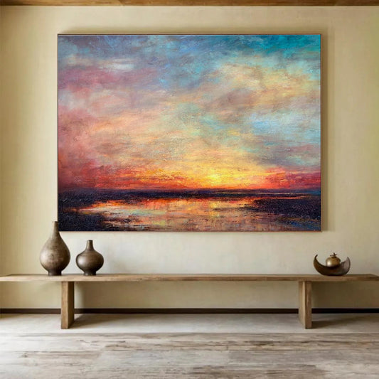 “Vibrant Colorful Sunset Sky” - Expressive Landscape Painting On Canvas DKH776