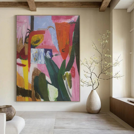 Pink - Purple - Orange Abstract Composition - Modern Abstract - Style Acrylic Painting CT1410