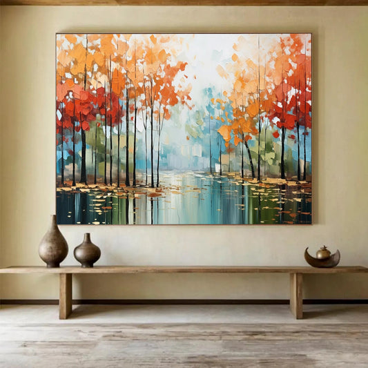 “Misty Forest River” Landscape - inspired Impressionist Painting On Canvas DLZ164