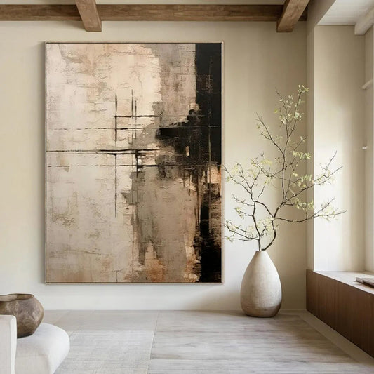 Brown and Gray Grid - Like Marks - Abstract Acrylic Art CT1215