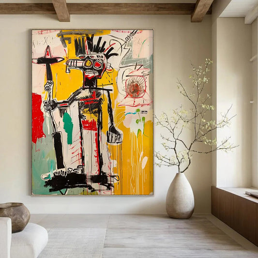 “Expressive Tribal Figure” - Basquiat - Inspired Street Art Painting On Canvas DTP103