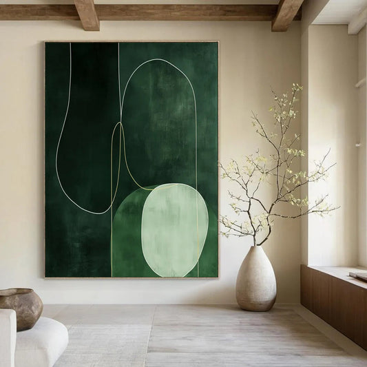 “Green - Toned Abstract” ,Abstract Minimalist Acrylic Art CT0951