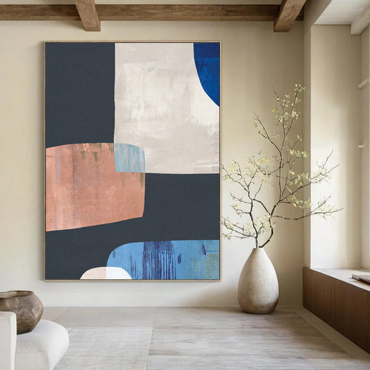 “Geometric Color Block Abstract” - Minimalist Geometric Abstract Painting On Canvas DTP200