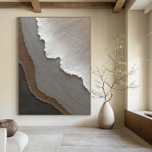 “Neutral Layered Abstraction - Gray, Brown, White Textured Art” Painting On Canvas DTP269