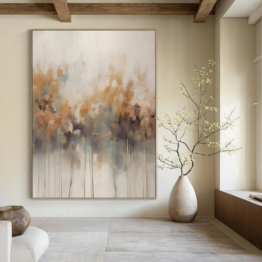 “Neutral - Toned Floral Abstraction” - Abstract Floral Painting On Canvas DTP117