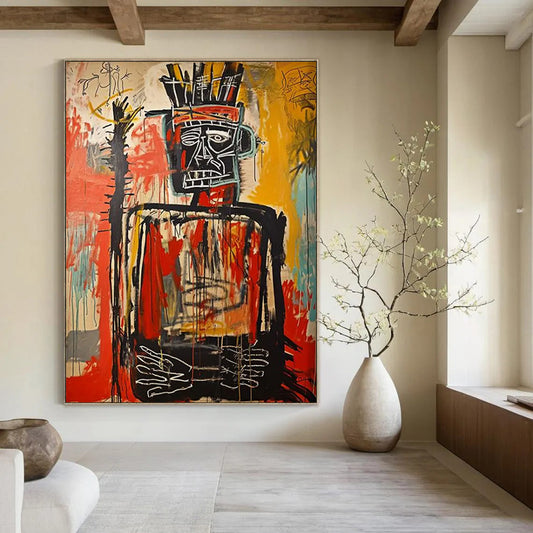 “Regal Tribal Figure” - Basquiat - Inspired Street Art Painting On Canvas DTP108