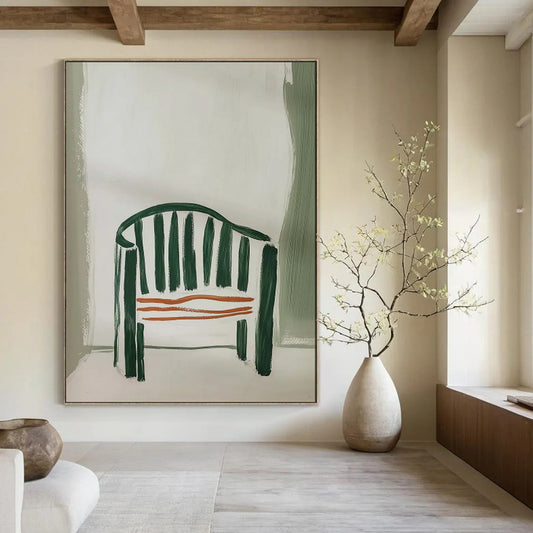 “Green and Orange Chair” - Naive Art Still Life CT2028