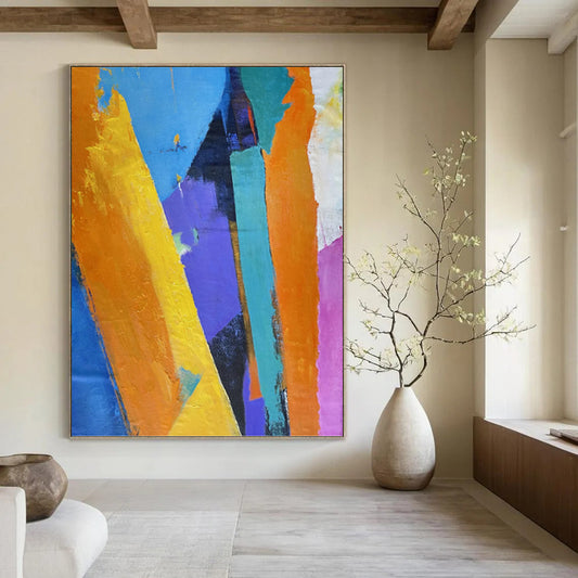 Color - Blocked Abstract Geometry - Abstract Painting On Canvas DKH1343