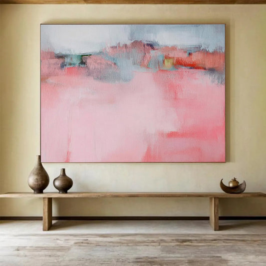 “Subtle Pink Abstract” Abstract Acrylic Painting On Canvas DKH487