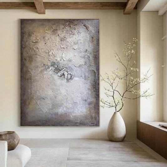 “Textured Neutral Abstract” - Beige, Gray Abstract Painting On Canvas DTP258