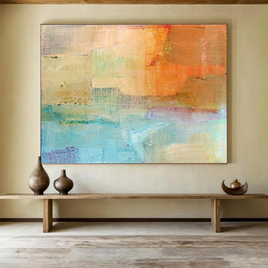 “Soft Color Block Abstract” Abstract Acrylic Painting On Canvas DKH401