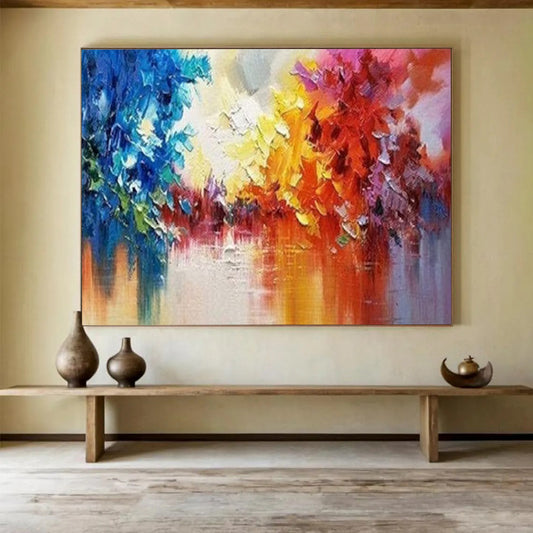 Colorful Abstract Forest Reflection - Expressionist Landscape Painting On Canvas DLZ186