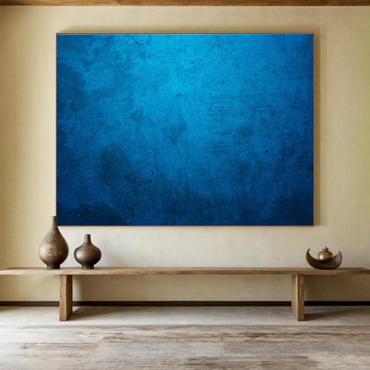Textured Blue Surface - Abstract Impasto Painting On Canvas DKH616