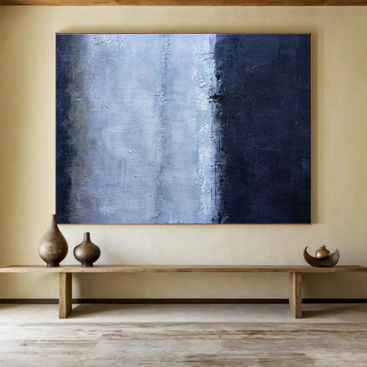 “Minimalist Blue - Gray Abstract” - Subtle Abstract Painting On Canvas DKH840