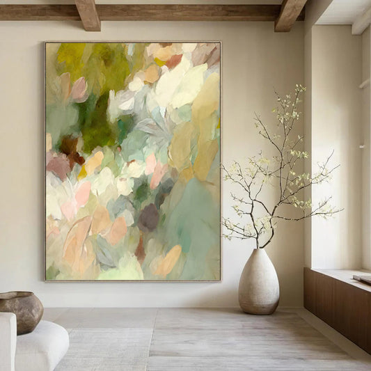 Pastel Floral Impression - Soft Abstract Flower Painting On Canvas DKH1352