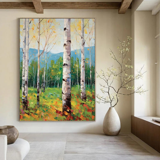 “Aspen Grove in Autumn” - Impressionistic Landscape Painting On Canvas DKH1059