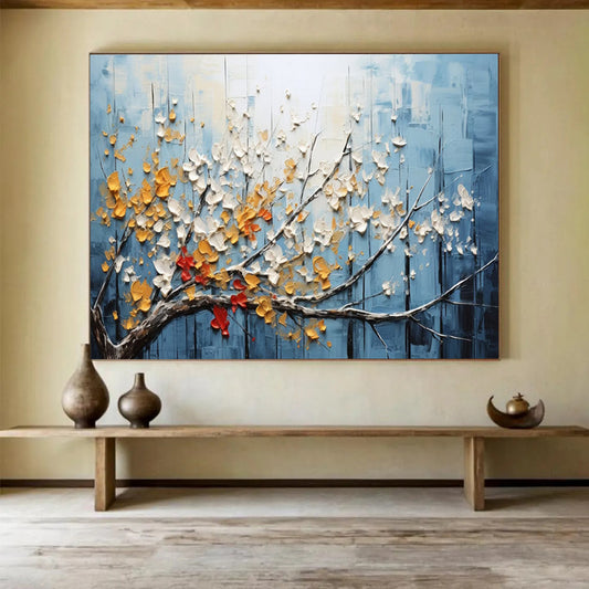“Textured Blossom Branch” Botanical - inspired 3D - like Painting On Canvas DLZ160