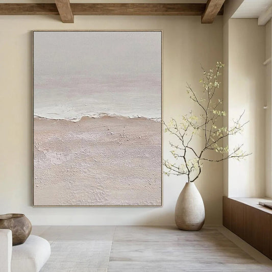 “Textured Beach Scene with Soft Tones” - Calming Landscape Painting On Canvas DKH1124