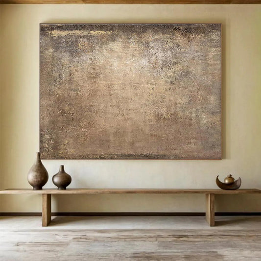 Aged Texture in Brown - Abstract Impasto Painting On Canvas DKH599