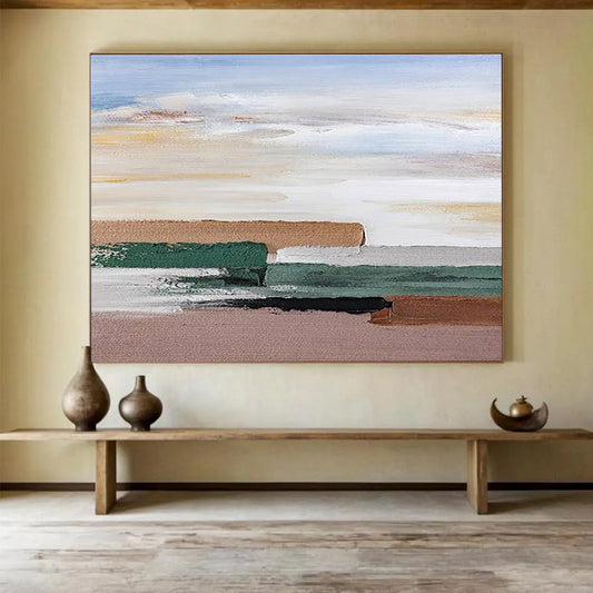“Pastel Tones Abstract Layers” - Gentle Landscape Painting On Canvas DKH788