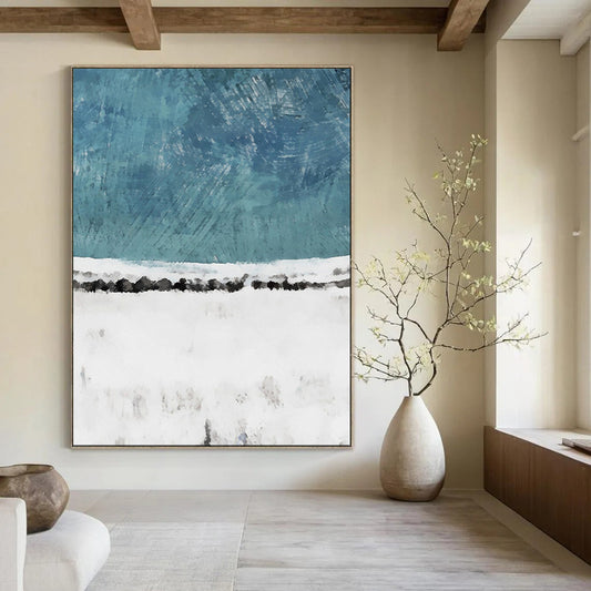 “Blue and White Abstract” - Minimalist Abstract Art CT2025