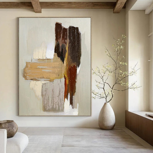 “Neutral Color Block Abstraction” - Minimalist Abstract Painting On Canvas DKH1067