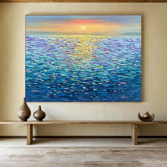 “Sunset Ocean View” - Realistic Seascape Painting On Canvas DKH855