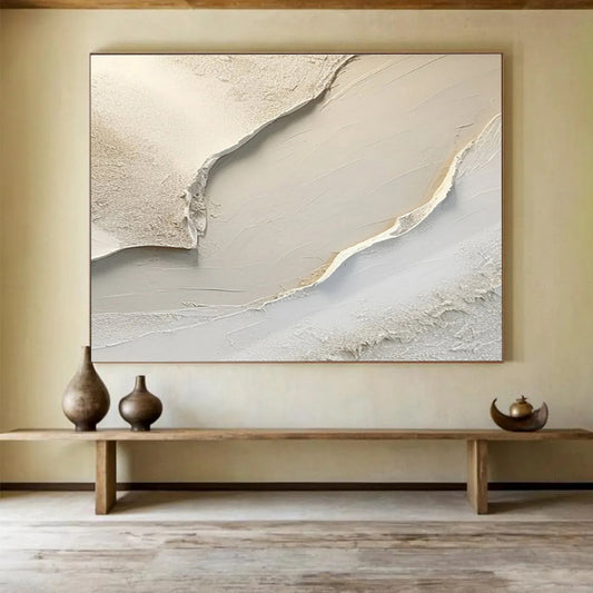 Textured Neutral Abstract - Subtle Beiges and Layered Textures Painting On Canvas DKH040