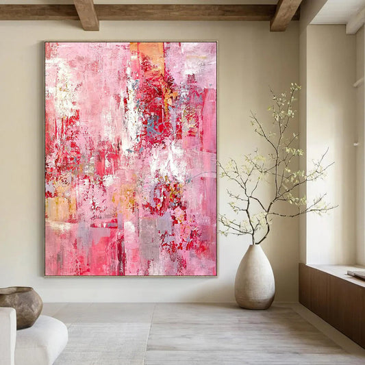 Pink Abstract Chaos - Expressionist Abstract Painting On Canvas CT2300
