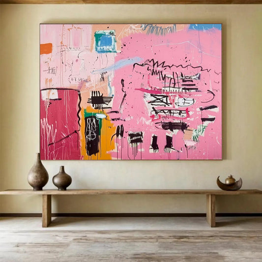 Pink Abstract Graffiti - Street Art - Inspired Painting On Canvas DLZ198