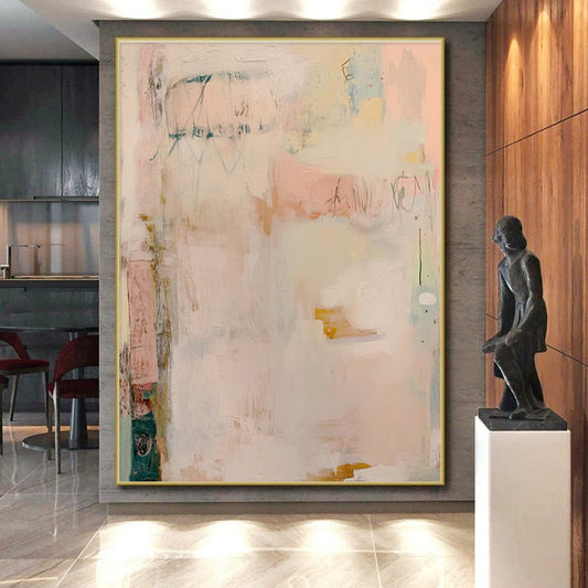 “Soft Pastel Hues, Abstract Layers” - “Dreamy Whispers”,Abstract Acrylic Painting CT0684