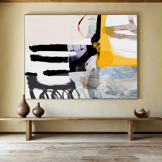 “Bold Color Block Collage” Modern Abstract Painting On Canvas DLZ112