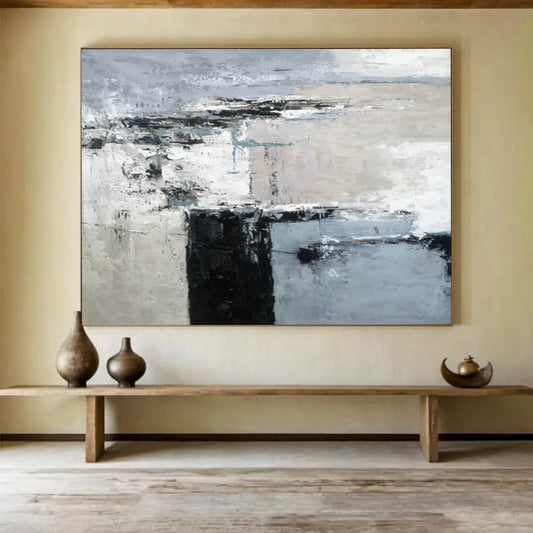 “Muted Gray - Blue Abstract” Minimalist Abstract Painting On Canvas DLZ152