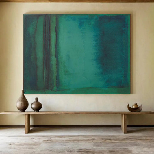 Teal - Green Abstract Layers - Abstract Color Field Painting On Canvas DKH615
