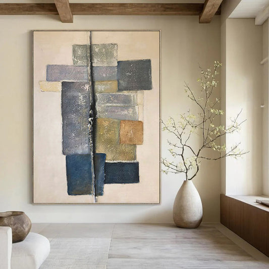 “Geometric Neutral Abstraction” - Subtle Abstract Geometric Painting DKH1041