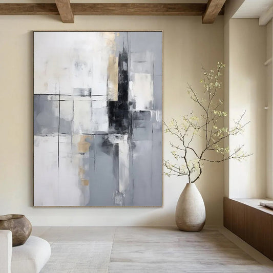 “Neutral Geometric Abstraction” - Minimalist Abstract Painting On Canvas DTP138