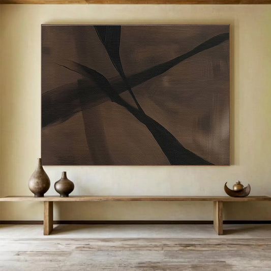 Brown and Black Abstract “Earthy Shadow Abstraction” Painting On Canvas DKH143