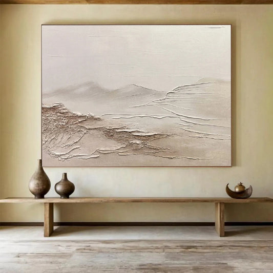 “Neutral Textured Landscape” Minimalist Impasto Painting On Canvas DKH465