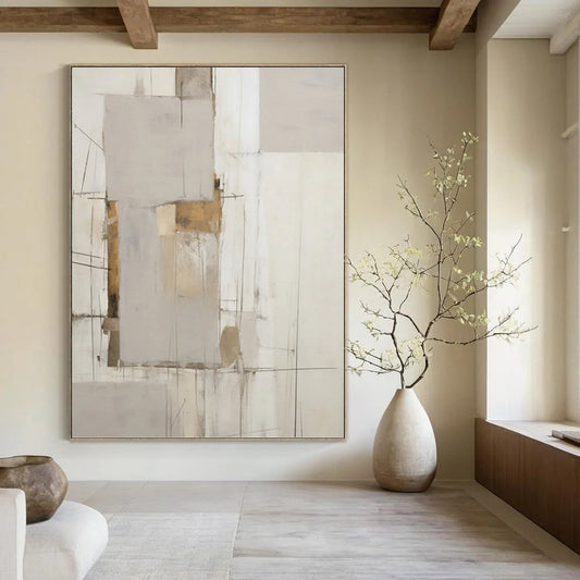 Neutral Tones with Gold Accents Abstract - Abstract Painting On Canvas DKH1316