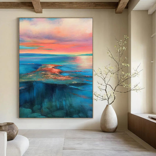 “Colorful Sunset Sea” - Impressionist Seascape Painting On Canvas DTP051