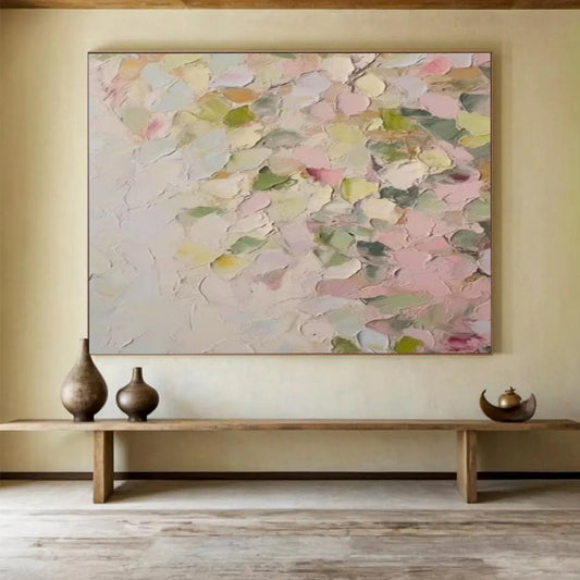 Pastel Colorful Petals - Pointillist - inspired Textured Painting On Canvas DLZ177