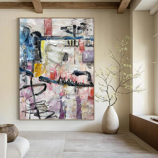 Colorful Urban Abstraction - Abstract Expressionist Painting On Canvas DKH1268