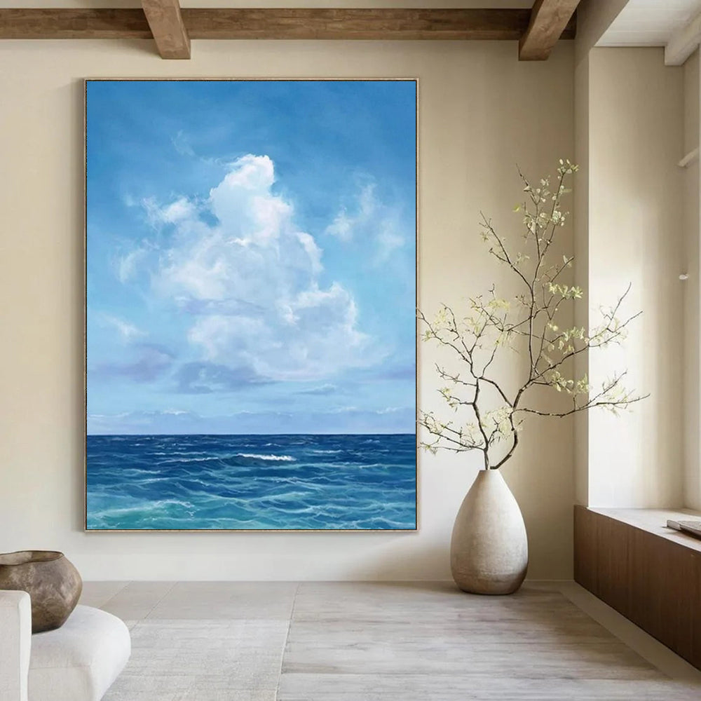 Blue Sky & Ocean - Seascape - Inspired Realist Painting On Canvas CT2298