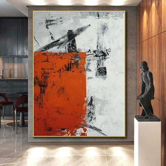 “Rustic Orange - Black Abstract” Abstract Acrylic Art CT0332