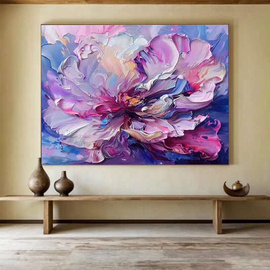 Vibrant Pink - Purple Floral Painting On Canvas DKH681