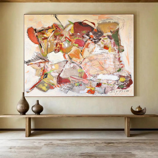 Earth - Toned Abstract Shapes - Abstract Expressionist Painting On Canvas DLZ241