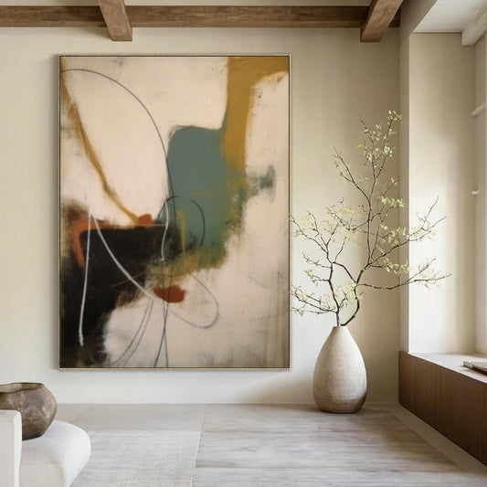 “Colorful, Abstract Fusion ‘Vibrant Interplay’” - Impasto Abstract Painting On Canvas DTP364