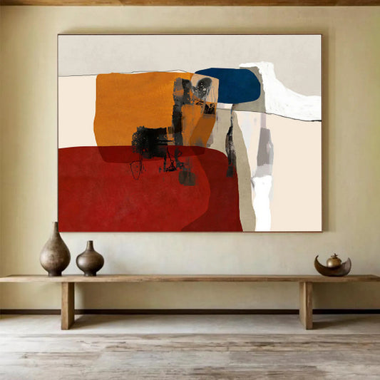 “Color Block Abstraction: Warm Tones” Abstract Modern Painting On Canvas DKH357
